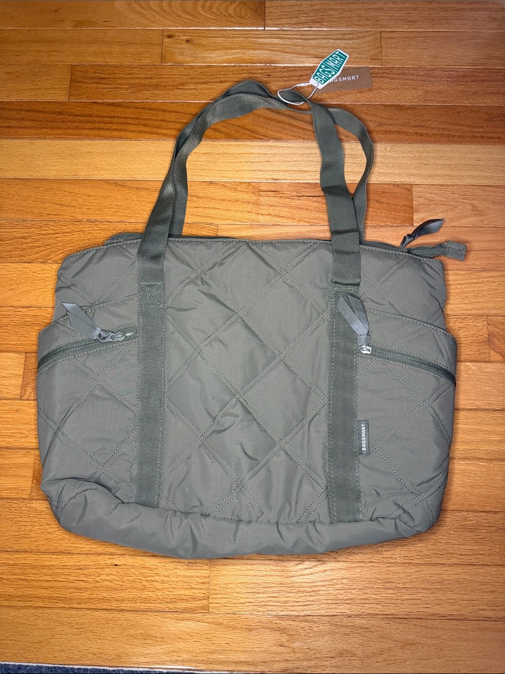 BagSmart Quilted Laptop Tote Travel in Olive Green